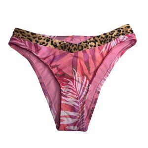 deci'ee Womens Pink Tropical Leopard Print Bikini Bottoms Small New No Tags
